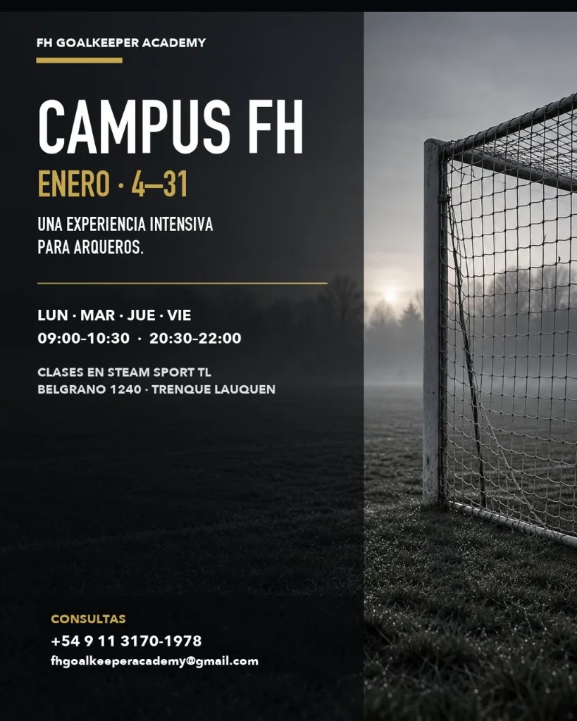Cartel Campus FH enero: experiencia intensiva para arqueros en Steam Sport TL, Trenque Lauquen